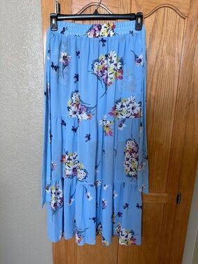 Melloday Light Blue Floral Maxi Skirt - Women